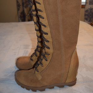 Sorel Joan of Arctic II tall lace up wedge boots Sz. 9.5 EUC